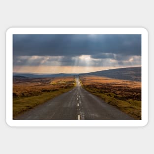 A moody road in the Dartmoor National Park Sticker